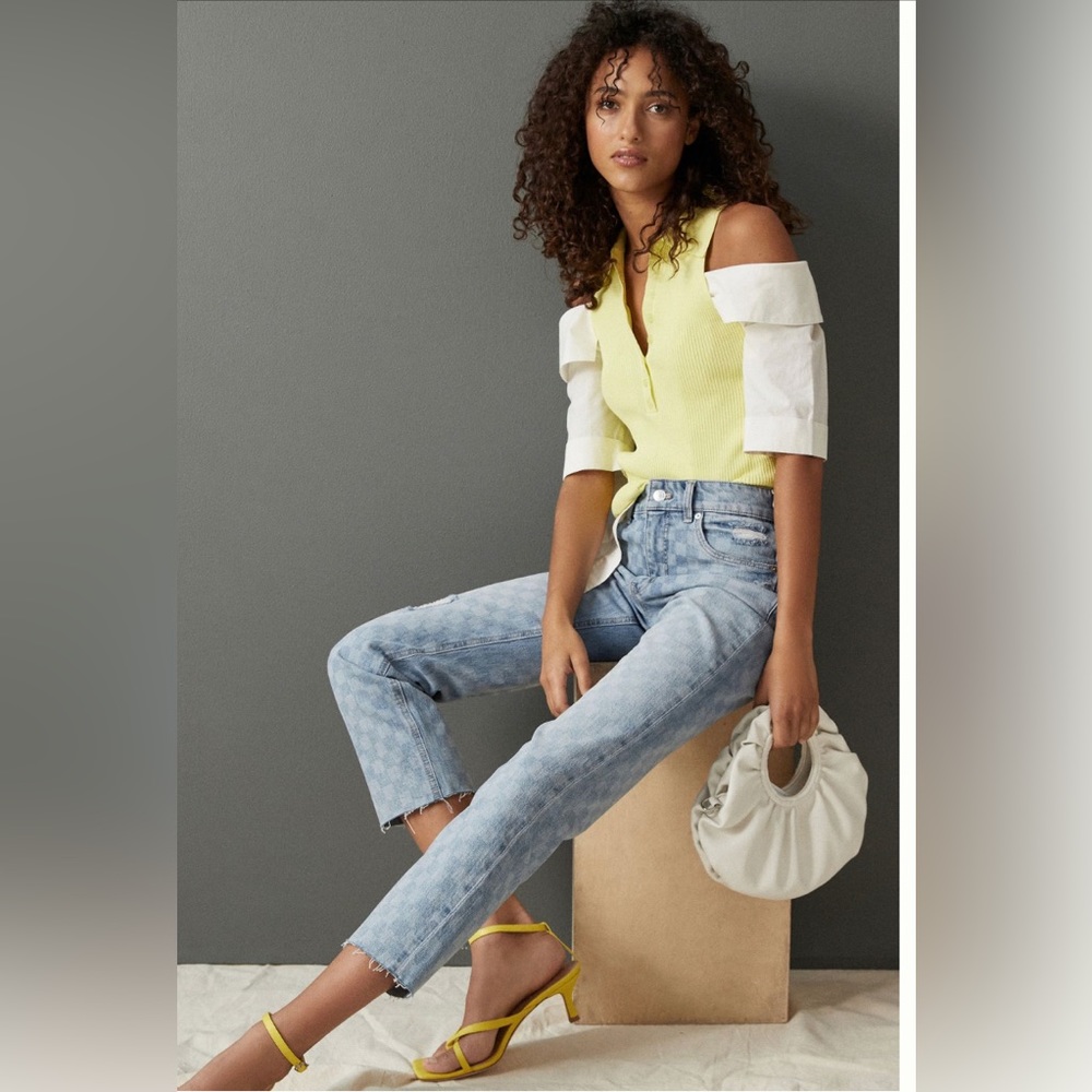 Anthropologie Light Wash High-Rise Straight Jeans